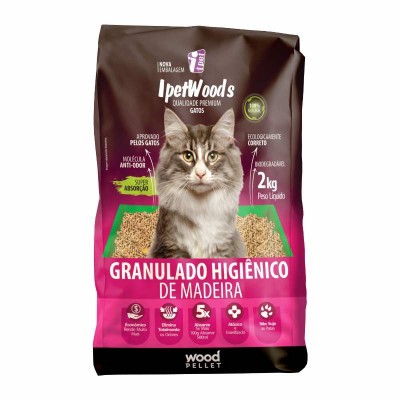 GRANULADO DE MADEIRA P/GATOS 2 KG