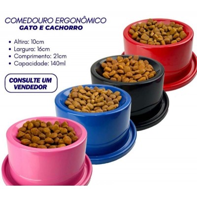 COMEDOURO ERGOM P/GATO/CAES AZUL 1,6L