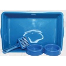 21721 - KIT P/GATO AZUL(BANDEJA+PA+2 COM)