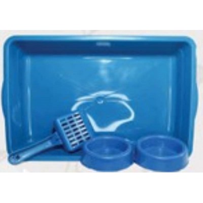 KIT P/GATO AZUL(BANDEJA+PA+2 COM)