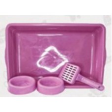21722 - KIT P/GATO ROSA(BANDEJA+PA+2 COM)