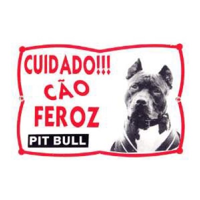 PLACA DE ADVERT. PIT BULL 16,5X24 CM