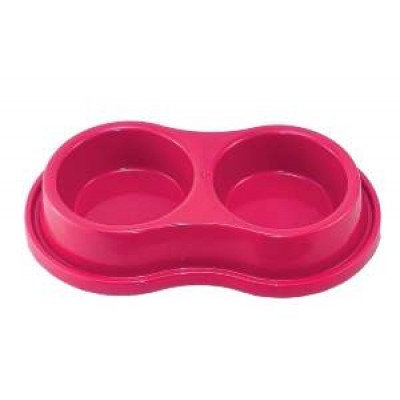 COMEDOURO DUPLO PEQ. ANTI-FORMIGA ROSA