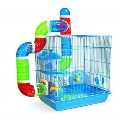 GAIOLA HAMSTER 2 ANDARES LABIRINTO AZUL